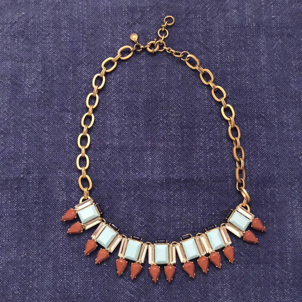 HP🎉J CREW Blue, Mahogany & Crystal Necklace